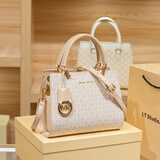 酷奇袋鼠轻奢手提托特包女2025新款大牌单肩包时尚印花女包大容量通勤斜跨 米白色-送高档手提袋