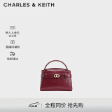 CHARLES&KEITH鳄鱼纹凯莉包手提斜挎包婚包包女包生日礼物CK2-50270880-1 Burgundy葡萄酒红色 S