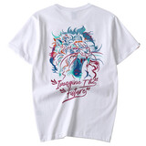 简拓 2022夏季新品薄款中国风刺绣仙鹤纯棉短袖T恤 学生情侣装体恤男大码半袖衫 2821白色 XL码(140-160斤)