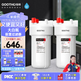 GOOTHO大白瓶前置过滤器 全屋家用自来水过滤净水器大通量大蓝瓶中央过滤通用滤芯除余氯阻垢 10寸双联增强抑菌【PP+BBC】