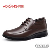 奥康内增高皮鞋男皮鞋秋冬款透气男士内增高鞋男休闲商务正装皮鞋真皮 棕色四季款/增高6cm 38