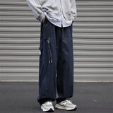 POUM日系复古cityboy春秋季工装裤男vintage宽松显瘦阔腿直筒休闲裤男 YRFS-X1515藏青色 XL 【125-135斤】 尺码偏小建议拍大一码