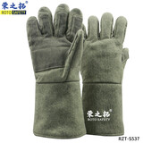 荣之拓 500度耐高温手套防烫防火工业隔热手套1000°阻燃防高温手套五指加厚耐磨手套烤箱手套 劳保 RZT-S537 500度45CM