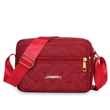 畅印防水绣线牛津布女包单肩包中年妈妈包斜挎包婆婆休闲布包印花背包 红色