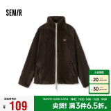 森马（Semir）外套女插肩袖珊瑚绒仿羊羔毛2024冬季立领宽松夹克109724108003