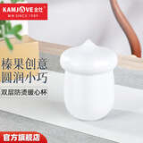 金灶（KAMJOVE）陶瓷茶杯双层防烫暖心杯 陶瓷带盖茶杯茶具冲茶器 200ml水杯 KP-12白色