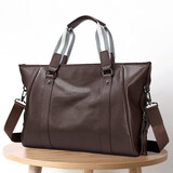 澳懿男包手提包真皮男士公文包大容量旅行包商务电脑包牛皮新款休闲 【大号】时尚棕色款-装16英寸 头层牛皮材质