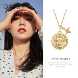 DAISY BEAUTY【赵今麦同款】硬币项链女银锁骨链小众轻奢颈链七夕生日礼物 金币蜜蜂项链