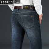 JEEP SPIRIT牛仔裤男2025秋冬季厚款男士中腰直筒商务休闲裤中青年弹力长裤子 618#黑色 38 2.9尺