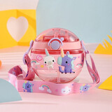 太岛儿童水杯吸管杯宝宝水杯男女学生夏季户外便携杯子甜甜圈水壶 粉色独角兽 420ML