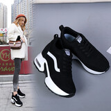 轩途诗内增高女鞋夏季新款韩版内增高休闲鞋女百搭学生小白鞋厚底松糕鞋 1826网面黑色 34