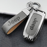 创勋（CHUANGXUN）吉普自由光钥匙套指南者jeep大切诺基壳自由侠大指挥官汽车包扣 吉普智能款 银色.灰皮+灰色扣带 .