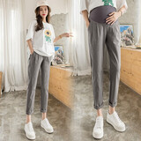 米度丽孕妇裤夏季孕妇装春夏外穿长裤薄款直筒裤休闲打底裤孕妇装 深灰色（柔软透气 ） M码（推荐：80-110斤）