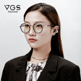 威古氏 防蓝光眼镜男女电脑手机护目镜复古圆框文艺近视眼镜框架5109 金框黑脚 1.56防蓝光镜片(200°以内近视)