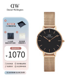 丹尼尔惠灵顿（DanielWellington）dw手表女 简约时尚欧美腕表石英女士手表 生日礼物送女友 28mm女表-黑盘玫瑰金钢带/DW217