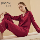 金三塔睡衣女真丝桑蚕丝素色简约可外穿简奢家居服