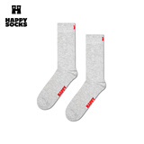 Happy Socks女男士秋冬季款情侣纯色系列黑色穿搭袜子运动袜时尚中筒袜子 灰色 1双 M 36-40
