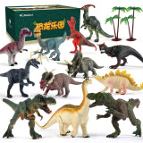 纽奇（Nukied）儿童恐龙玩具男孩3-6岁动物模型霸王龙长颈鹿野生动物套装礼物 恐龙乐园12件套【恐龙手册】