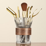 不拙茶道六君子套装玻璃功夫茶具配件大全茶夹子茶勺茶针茶艺摆件 2-竖纹竹套茶道瓶+圣泽五配件