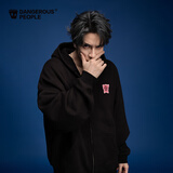 Dangerous people薛之谦dsp新年礼遇季秋冬宽松廓形百搭抓绒开衫连帽卫衣外套 黑色 XL