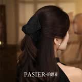 铂思亚【实用礼物】路易斯发夹巴黎王妃千鸟格抓夹新款高级感鲨鱼夹头饰 【黑色】13cm