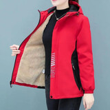 婉玫短外套女士加绒加厚宽松新款短款女装毛绒春秋冬款羊羔绒粉色外套 红色加绒 XL建议115-130斤