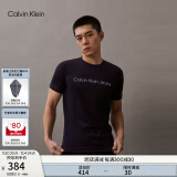 Calvin Klein Jeans夏季男女情侣中性年轻ck多色印花透气修身短袖T恤J320931 CHW-深邃蓝 L （推荐145-160斤）