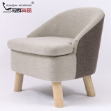 冠群尚品（GUANQUN HOUSEHOLD）沙发椅懒人沙发椅实木矮凳靠背布艺实木小沙发椅子休闲家用小户型 灰色拼接麻布