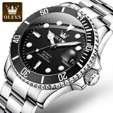 【经典绿水鬼】黑水鬼全新欧利时腕表瑞士认证机械腕表潜航者防水夜光经典时尚百搭酷型格 欧利时6650本黑黑水鬼机械表