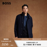 BOSS 男士秋冬质感毛呢羊毛混纺大衣 404-深蓝色 EU:48(M)