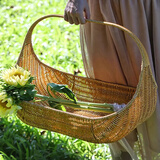 猎玄大大号手提篮仿藤编户外野餐篮手工编织收纳筐采摘水果篮购物花篮 大大号手提篮 45*29*33cm