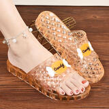 百丽踏品牌断码平底凉鞋女鞋水晶凉鞋式女款防滑不伤脚公主透明平底浴室 糖果橘色 37 【偏小1-2码】