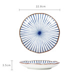 波佐見日本进口陶瓷饭碗盘子套装家用日式青海波拉面泡面碗大汤碗果盘 E1十草纹大盘22.8cm