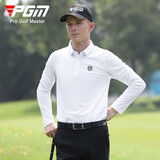 PGM 新品 高尔夫服装 男士长袖t恤 秋冬季翻领POLO衫 golf男装上衣 YF480-白色 L