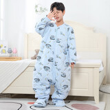 初贝（CHUBEI）大童睡袋婴儿宝宝小学生儿童成人春秋冬薄加厚连体睡衣分腿防踢被 中厚有脚套坦克 3XL建议身高115-125（130码）