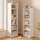 悦美妙书架简约落地书柜收纳一体多层储物柜置物架角落窄缝转角简易架子 推荐【六层】暖白30*24*180cm