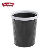 Sodolike 压圈式垃圾桶环保塑料垃圾篓家用厨房卫生间圆形纸篓 黑色压圈垃圾桶 11L