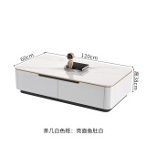 适航客厅茶几岩板长方形网红茶几大小户型高档电视柜组合沙发茶几 茶几白色柜（120*60*38）亮白