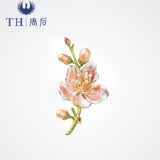 唐后正品天然白玉兰花胸针高档女淡水珍珠奢华别针新年 天然粉贝玉兰花-送官方鉴定证书