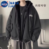 NASALIKE立领羊羔毛情侣外套男棉衣羽绒棉服男冬季痞帅加厚潮牌服痞帅炸街 my10黑色双面穿 XL (关注店铺礼品)