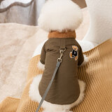 嬉皮狗（hipidog）宠物棉衣可牵引加厚保暖外套泰迪比熊中小型犬秋冬季猫咪宠物衣服 咖色小熊 M（建议体重5-8斤）