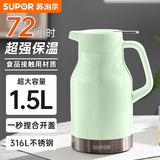 苏泊尔（SUPOR）保温壶家用保温水壶大容量热水壶316L不锈钢真空暖瓶按压式暖水壶 薄荷绿-【72H超强保温】1500ml