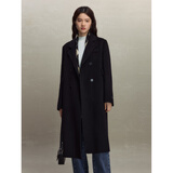 自巧（ZIQIAO）小个子正肩100%全羊毛双面呢大衣女2023冬季新款毛呢西装外套 星空黑 （100%绵羊毛） XXS (1码)