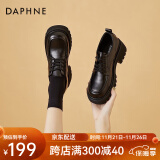 达芙妮（DAPHNE）小皮鞋女春秋单鞋新款粗跟中跟高跟鞋英伦风职业工作鞋子 黑色跟高5.3cm单里 34 标准码