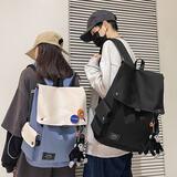 双星 背包男书包初高中大学生双肩包女15.6吋电脑包大容量旅行包 黑色【猩猩挂件+两个徽章】