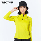 探拓（TECTOP）速干衣女户外立领透气跑步弹力长袖T恤反光骑行服036女明黄色L 