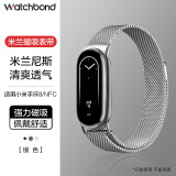 watchbond适用小米手环9/8/NFC版表带米兰尼斯磁吸式腕带智能运动mi八代手环金属表扣替换表腕带表链