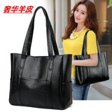 瑾安（JINAN）女包羊皮通勤大容量真皮时尚手提包软皮包托特包单肩简约大包包