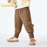 巴拉巴拉男童裤子儿童女宝宝长裤秋冬新款童装可爱休闲运动裤 咖啡色-夹棉-50893 110cm