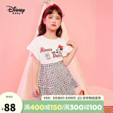 迪士尼（Disney）儿童女童短袖套装裙荷叶边T恤半身裙子两件套22夏DB121UE03白140